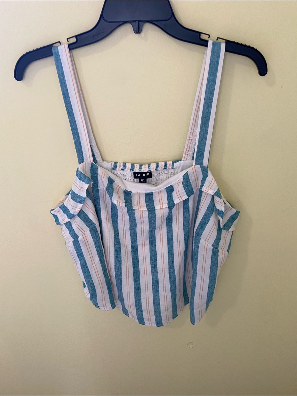 torrid Teal, White & Tan Striped Cold-Shoulder Cami